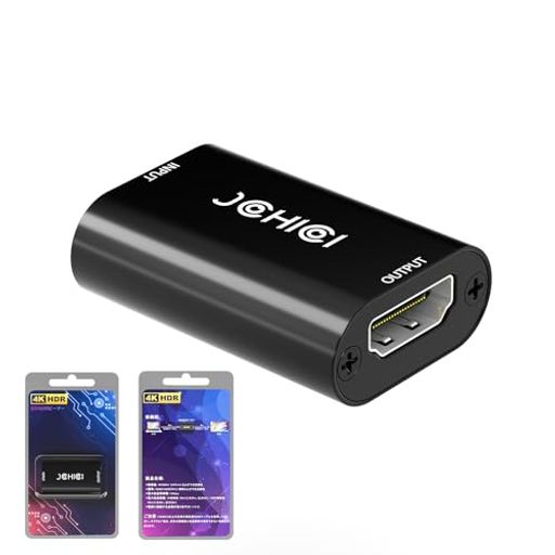 JCHICI HDMI リピーター HDMI2.0 4K@60HZ/30M 4K@30HZ/40M 1080P@60HZ/50Mまで延長可能 電源不要 金属ケース 3DとHDR10に対応 HDCP2.2 合計帯域幅 18GBPS の HDMI