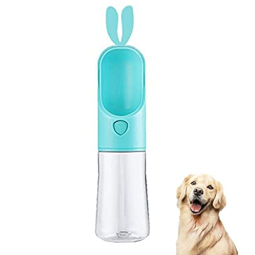 ペットウォーターボトル 携帯用水飲みボトル水漏れ防止 アウトドア が出来 犬の散歩 ランニングペット水飲み器(400ML,青い)
