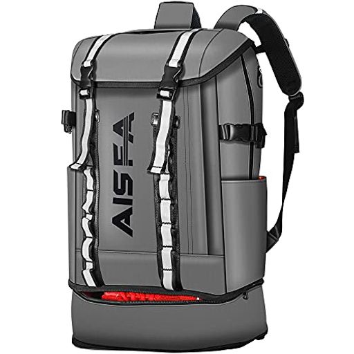 [AISFA] リュックメンズ リュックサックバックパック スクエア 30L 防水 17インチ PC ビジネス ラップトップバック USB充電ポート付き アウトドア旅行 通勤 靴/弁当収納 (グレー)