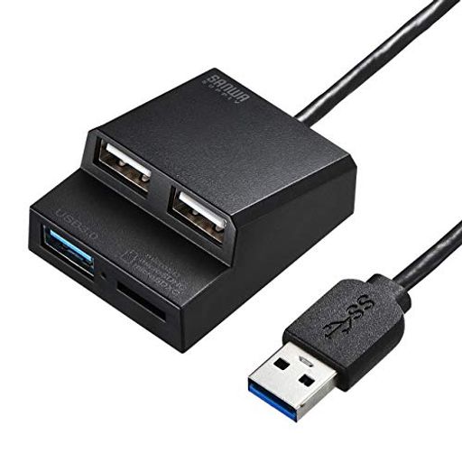 サンワサプライ USB3.0+USB2.0コンボハブ カードリーダー付き(ブラック) USB-3HC315BK