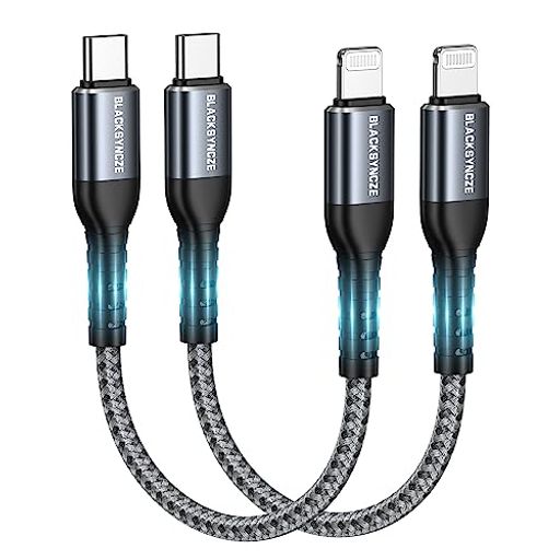 USB-C LIGHTNINGケーブル【0.3M 2本セット】BLACKSYNCZE タイプC IPHONE 充電器ケーブル MFI認証 USB C LIGHTNINGケーブル ナイロン編み 急速充電 同期 ライトニングケーブル PD対応 IPHONE