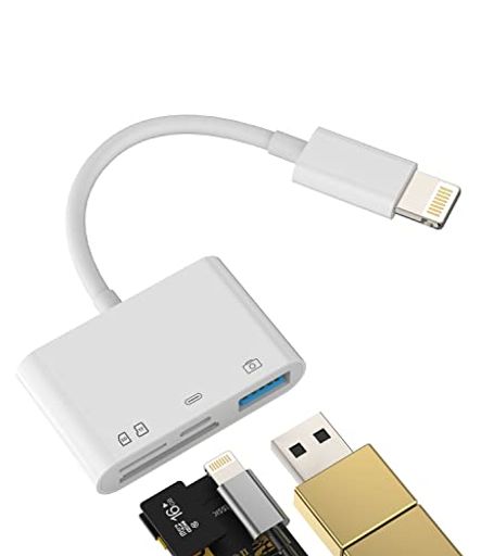 IPHONE SDカードリーダーMICRO SD USB3.0同時高速充電アダプター(4 IN 1)LIGHTNING充電ケーブルフラッシュカード データバックアップ変換OTGスマホ カメラ写真転送データ移行保存アイフォンマイクロSD TF