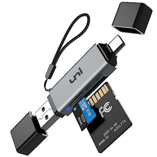 SDカードリーダー USB 3.0 UNIACCESSORIES TYPE-C 2-IN-1カードリーダー SD/TF同時読み書き OTG対応 高速転送 IMAC、PC、WINDOWS11、ANDROID スマホ 、IPAD