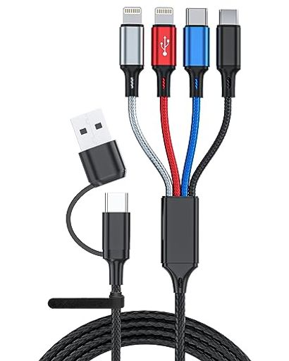 6-IN-1 マルチ充電ケーブル 1.8メートル 複数のデバイスに対応した充電ケーブル IPHONE USB-C MICRO USBに対応 - マルチエンドUSBケーブルは2.4Aの高速充電をサポートし USBおよびUSB-C電源アダプタをサポートします
