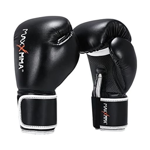 MAXXMMA ボクシンググローブ パンチンググローブ 通気性 キックボクシング 総合 格闘技 パンチンググローブ サンドバッグ MMA トレーニンググローブ (10OZ ブラック)