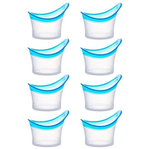 アイカップ 8個セット 洗眼カップ アイカップ 目盛り付き 10ML 洗眼液容器 目洗うカップ クリーニングカップ シリコーン製 透明 再利用可能 (ブルー)