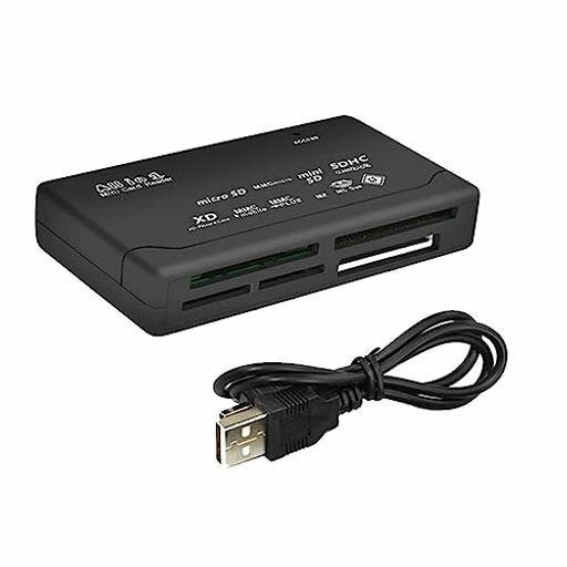 マルチ カードリーダー SD カードリーダー6-IN-1 USB 2.0ポータブル メモリーカードリーダー 多機能 カードリーダー データ転送 SD/TF/MS/M2/XD/CF/MINISD MICRO カード対応 (USBタイプ黒)