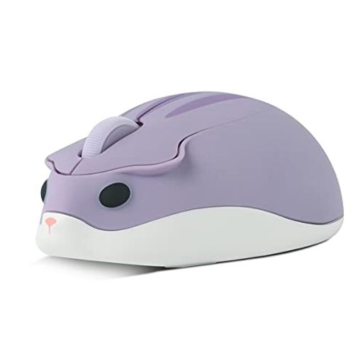 SHEYI 2.4GHZワイヤレスマウス かわいい動物ハムスターの形 USB無線マウス 静音 電池式 光学式 Mサイズ 軽量 女性/子供用 キャラクター PC/ノートパソコン/コンピューター/MACBOOKに対応(紫)