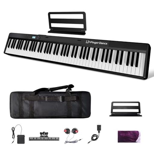 電子ピアノ 88鍵盤 半配重さキーボード MIDI&BLUETOOTHがサポート イヤホン付き ペダル付き ダプルキーボード 軽量 初心者 大人 (フル ブラック)