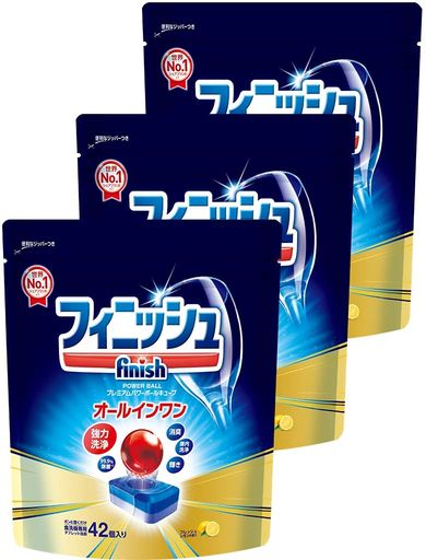 【まとめ買い】フィニッシュ 食洗機 洗剤 オールインワン プレミアム パワーボールキューブ 42個入 ×3袋