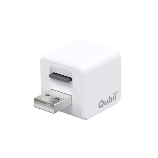 MAKTAR QUBII 充電しながら自動バックアップ IPHONE USBメモリ IPAD 容量不足解消 写真 動画 音楽 連絡先 SNS データ 移行 SDカードリーダー 機種変更 ホワイト (MICROSD別売)