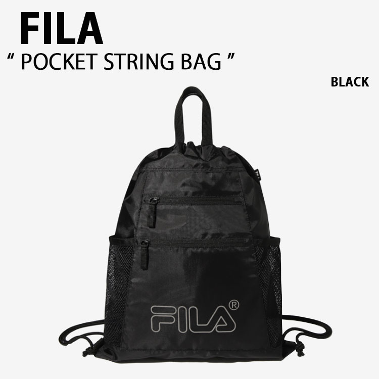 楽天セレクトショップ a-cloFILA フィラ トートバッグ POCKET STRING BAG FS3BCF5072X ポケット ストリングバッグ トートバッグ ナップザック ロゴ カジュアル ストリート ブラック メンズ レディース 男性用 女性用 【中古】未使用品