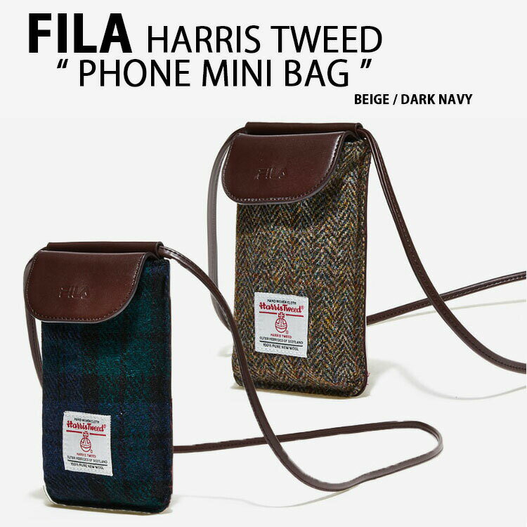 楽天セレクトショップ a-cloFILA フィラ HarrisTweed ハリスツイード スマホバッグ ポーチ PHONE MINI BAG FS3BCE6343X BEIGE DARK NAVY フォンバッグ ミニバッグ 肩掛け ショルダー ミニポーチ ベージュ ダークネイビー【中古】未使用品