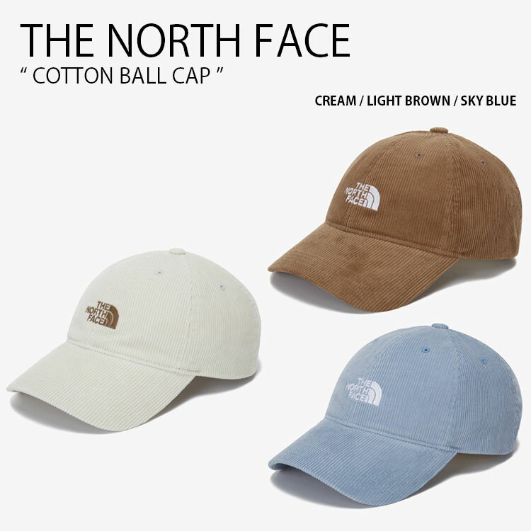 THE NORTH FACE ノースフェイス ベースボールキャップ COTTON BALL CAP コットン ボール キャップ 帽子 コーデュロイ ロゴ カジュアル ストリート ベージュ ブラウン ブルー WHITELABEL 男性用 NE3CN51K/M/N【中古】未使用品