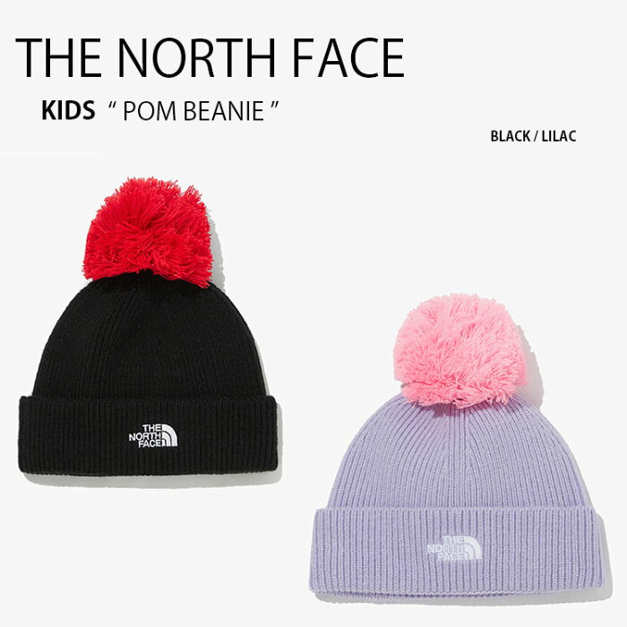 【ポイント2倍!スーパーSALE期間限定】THE NORTH FACE ノースフェイス キッズ KIDS POM BEANIE ニット帽 ニットキャップ ポンポン ビーニー ダブルニット帽 ブラック パープル 男の子 女の子 子供用 NE3BM51S NE3BM51R 【中古】未使用品