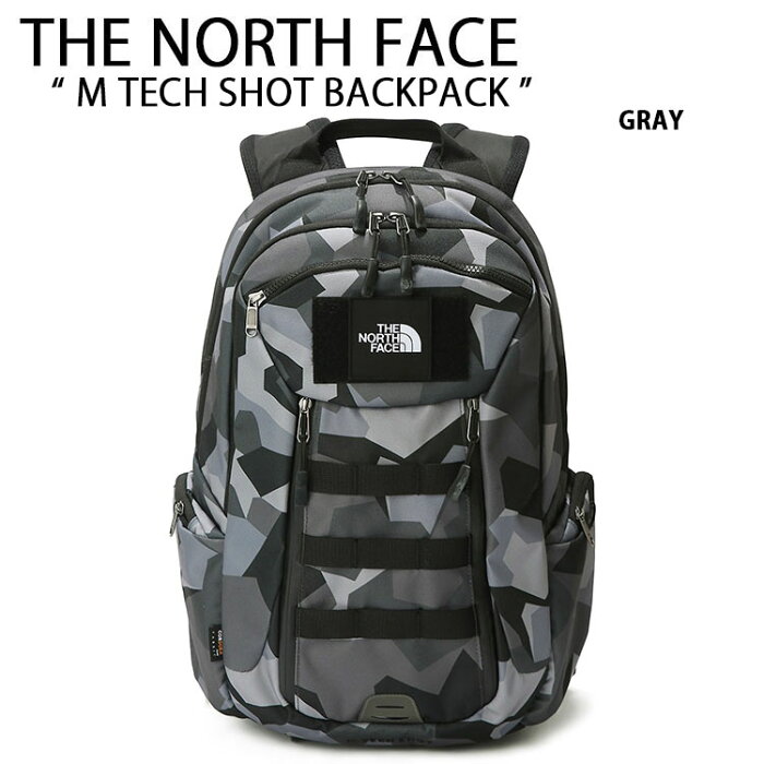 【ポイント2倍!スーパーSALE期間限定】THE NORTH FACE ノースフェイス バックパック M TECH SHOT 迷彩 モザイク バッグ リュック デイパック カバン リュックサック PC収納 リュック グレー 通勤 通学 NM2DK07B【中古】未使用品