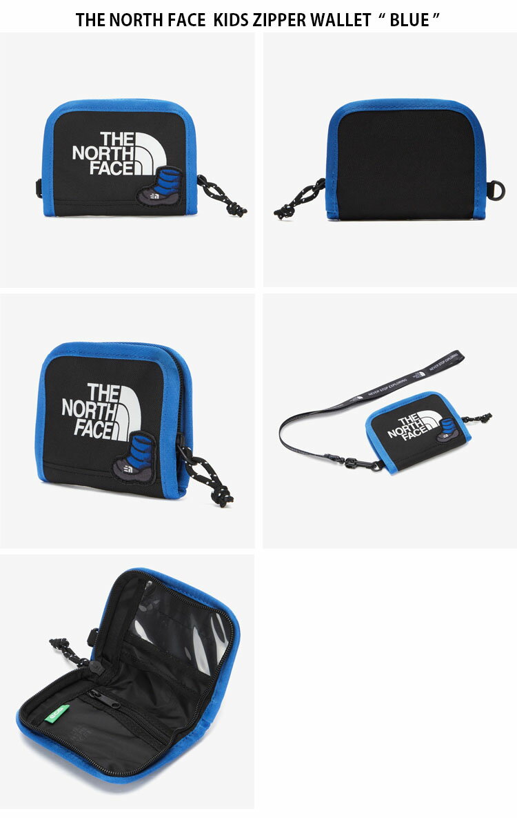 【ポイント2倍!】THE NORTH FACE ノースフェイス キッズ 財布 KIDS ZIPPER WALLET ジッパー ウォレット 折りたたみ コインケース ネックストラップ ロゴ ワッペン ストリート エコ ブルー イエロー レッド 子供用 男の子 女の子 NN2PN04R/S/T【中古】未使用品