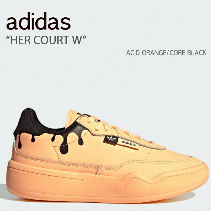 adidas アディダス スニーカー HER COURT W GY3581 ハー コート ウィメンズ ORANGE BLACK オレンジ ブラック レディース ...