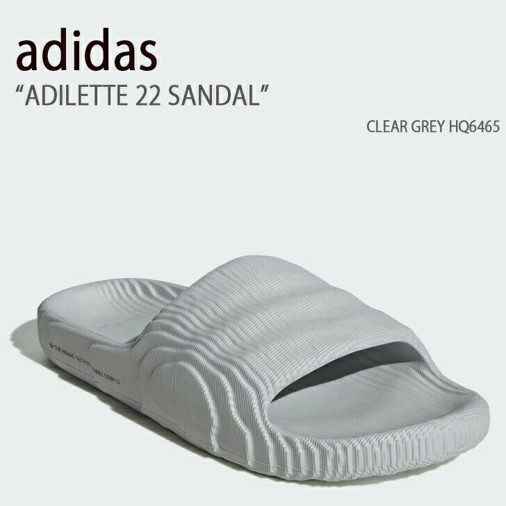 adidas アディダス サンダル スリッパ ADILETTE 22 GREY HQ6465 アディレッタ グレー ロゴ スライドサンダル シャワーサンダル シューズ メンズ レディース 【中古】未使用品