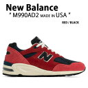 楽天セレクトショップ a-cloNew Balance ニューバランス スニーカー M990AD2 MADE IN USA NEWBALANCE M990 RED BLACK シューズ レザー 本革 レッド ブラック メイドインアメリカ メンズ レディース 男性用 女性用【中古】未使用品