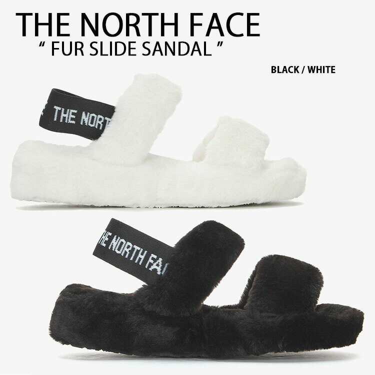 【ポイント2倍!スーパーSALE期間限定】THE NORTH FACE ノースフェイス レディース ファーサンダル FUR SLIDE SANDAL サンダル ファー スライドサンダル WHITE BLACK ヒールストラップ ホワイト ブラック レディース NS98N51K/J【中古】未使用品