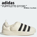 adidas アディダス ミュール PUPPYLETTE WHITE GY1593 パフィレッタ スリッポン シューズ サンダル スリッパ 3ストライプ 上履き 外履き 会社用 学校用 メンズ レディース 男性用 女性用【中古】未使用品