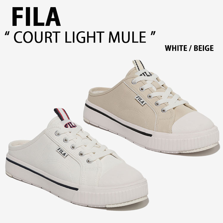 FILA フィラ スニーカー COURT LIGHT MULE 1TM01782F_100/920 WHITE BEIGE コートライト ミュール ホワイト ベージュ メンズ レディース 男性用 女性用 【中古】未使用品