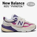 New Balance ニューバランス キッズ スニーカー NewBalance 990 シューズ PV990TD6 VIOLET BEIGE NAVY ベルクロ マジックテープ キッズシューズ バイオレット ベージュ ネイビー ジュニア用 キッズ用 子供用 ベビー用【中古】未使用品