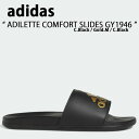 adidas アディダス サンダル スリッパ ADILETTE COMFORT SLIDES GY1946 アディレッタ コンフォート サンダル Core Black Gold Metallic コアブラック ゴールドメタリック スライドサンダル シャワーサンダル シューズメンズ レディース 【中古】未使用品