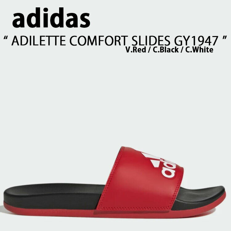 adidas アディダス サンダル スリッパ ADILETTE COMFORT SLIDES GY1947 アディレッタ コンフォート サンダル Red Black White レッド ブラック ホワイト スライドサンダル シャワーサンダル シューズメンズ レディース 【中古】未使用品