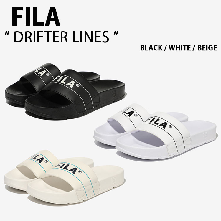 楽天セレクトショップ a-cloFILA フィラ サンダル DRIFTER LINES 1SM01942E BLACK WHITE BEIGE ドリフター ラインズ メンズ レディース 男性用 女性用 【中古】未使用品