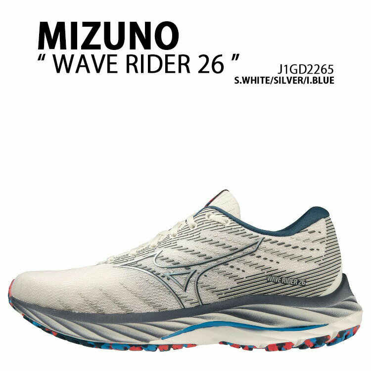 Mizuno ミズノ スニーカー WAVE RIDER 26 D J1GD2265 ウェーブライダー 26 WHITE SILVER BLUE ホワイト シルバー ブルー シューズ ランニングシューズ ジョギングスニーカー レディース 女性用未使用品