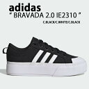 adidas アディダス レディース スニーカー BRAVADA PLATFORM 2.0 BLACK WHITE IE2310 厚底 ブラバダ プラットフォーム キャンバスシューズ 厚底シューズ 厚底スニーカー ブラック ホワイト【中古】未使用品