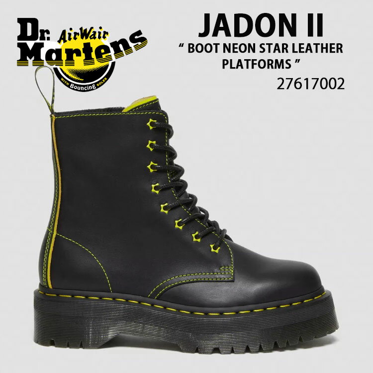 Dr.Martens ɥޡ ֡ å֡ JADON II BOOT NEON STAR LEATHER PLATFORMS 8 ۡ ֡  BLACK+YELLOW SENDAL + ROMARIO 27617002 ֥å  ǥš̤