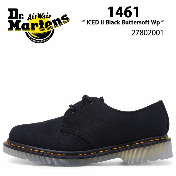 ドクターマーチン レザーシューズ 3ホールシューズ 本革レザー 27802001 商品名：Dr.Martens 1461 ICED II Black Buttersoft Wp 27802001 ドクターマーチン アイス BN ブラック バターソフト レザー シューズ 透明感のあるアウトソールを備えた3ホールシューズ アウトソールに氷のような透明感のあるICEDソールを使用した「1461 ICED BN 3 ホール シューズ」 ドクターマーチン1461の60周年を記念して誕生したIced Pack（アイスパック）ラインの3ホールシューズです。 - エアクッションソールを表現した透明アウトソールで空気の上を歩くのと同じ感覚を強調しました。 ベースとなる「1461 3ホールシューズ」は数十年にわたってドクターマーチンのアイコン的存在であり続けている定番シューズ。発売当時は耐久性のある労働者の靴として売られていました。しかし時代の流れと共に、政治デモを行う人たちやイギリス中の大学生の間で人気のファッションアイテムとなったのです。今では時代を象徴するファッションアイテムとして、スタイリストからスケーター、パンクスから詩人、ロッカーズからルードボーイズまで、多種多様な人々に愛されています。 ウェルトにはドクターマーチンのアイコニックなイエローステッチを施して仕上げました。 Color：Black メイン素材：Leather ブランド・メーカー：Dr.Martens 素材：レザー etc... サイズ：22cm〜28cm ・注意事項：モニターの発色具合により色合いが異なる場合がございます ※ご注意（ご購入の前にご一読下さい。）※ ・当ショップはWEB販売店になっており、メ-カ-等の海外倉庫と共通在庫での販売 を行なっておりますので、お取り寄せに約7-14日お時間をいただく商品がございます。 つきましては、購入後に指定頂きました日時に間に合わせることができない事もございます。 また、WEB上で「在庫あり」になっている商品につきましても、倉庫での在庫管理で欠品となってしまう場合がございます。 在庫切れ・発送遅れ等のご連絡はメールで行っておりますので、予めご了承下さい。 （欠品の場合は迅速に返金手続きをさせて頂きます。） メールをお受け取り出来ます様確認頂ければ幸いでございます。 （本サイトからのメール送信されます。ドメイン設定の際はご注意下さい） ・取り寄せ商品を多数取り扱っている為、靴箱にはダメージや走り書きがあったりします。 商品にもよりますが、多くは海外輸入商品になるため日本販売のタグ等がついていない商品もございます。 商品に関しましては全て正規品ですので、ご安心ください。 ・検品は充分に行っておりますが、万が一商品にダメージ等発見しましたら当店までご連絡下さい。 （ご使用後の不備が発覚致しました場合は交換・返品等にはご対応いたしかねます） ご注文後(店舗からのご注文メール送信後)の、【ご注文キャンセル・ご交換/ご返品】には基本的に応じることが出来ません。 サイズ選択や商品詳細などで ご質問やご不明な点や商品のこだわりのある方は事前にお問い合わせ下さい。商品紹介 ドクターマーチン レザーシューズ 3ホールシューズ 本革レザー 27802001 商品名：Dr.Martens 1461 ICED II Black Buttersoft Wp 27802001 ドクターマーチン アイス BN ブラック バターソフト レザー シューズ 透明感のあるアウトソールを備えた3ホールシューズ アウトソールに氷のような透明感のあるICEDソールを使用した「1461 ICED BN 3 ホール シューズ」 ドクターマーチン1461の60周年を記念して誕生したIced Pack（アイスパック）ラインの3ホールシューズです。 - エアクッションソールを表現した透明アウトソールで空気の上を歩くのと同じ感覚を強調しました。 ベースとなる「1461 3ホールシューズ」は数十年にわたってドクターマーチンのアイコン的存在であり続けている定番シューズ。発売当時は耐久性のある労働者の靴として売られていました。しかし時代の流れと共に、政治デモを行う人たちやイギリス中の大学生の間で人気のファッションアイテムとなったのです。今では時代を象徴するファッションアイテムとして、スタイリストからスケーター、パンクスから詩人、ロッカーズからルードボーイズまで、多種多様な人々に愛されています。 ウェルトにはドクターマーチンのアイコニックなイエローステッチを施して仕上げました。 Color：Black メイン素材：Leather ブランド・メーカー：Dr.Martens 素材：レザー etc... サイズ：22cm〜28cm ・注意事項：モニターの発色具合により色合いが異なる場合がございます ※ご注意（ご購入の前にご一読下さい。）※ ・当ショップはWEB販売店になっており、メ-カ-等の海外倉庫と共通在庫での販売 を行なっておりますので、お取り寄せに約7-14日お時間をいただく商品がございます。 つきましては、購入後に指定頂きました日時に間に合わせることができない事もございます。 また、WEB上で「在庫あり」になっている商品につきましても、倉庫での在庫管理で欠品となってしまう場合がございます。 在庫切れ・発送遅れ等のご連絡はメールで行っておりますので、予めご了承下さい。 （欠品の場合は迅速に返金手続きをさせて頂きます。） メールをお受け取り出来ます様確認頂ければ幸いでございます。 （本サイトからのメール送信されます。ドメイン設定の際はご注意下さい） ・取り寄せ商品を多数取り扱っている為、靴箱にはダメージや走り書きがあったりします。 商品にもよりますが、多くは海外輸入商品になるため日本販売のタグ等がついていない商品もございます。 商品に関しましては全て正規品ですので、ご安心ください。 ・検品は充分に行っておりますが、万が一商品にダメージ等発見しましたら当店までご連絡下さい。 （ご使用後の不備が発覚致しました場合は交換・返品等にはご対応いたしかねます） ご注文後(店舗からのご注文メール送信後)の、【ご注文キャンセル・ご交換/ご返品】には基本的に応じることが出来ません。 サイズ選択や商品詳細などで ご質問やご不明な点や商品のこだわりのある方は事前にお問い合わせ下さい。