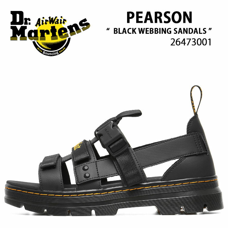 Dr.Martens ドクターマーチン サンダル ストラップサンダル PEARSON WEBBING SANDALS BLACK 26473001 ペアソン ブラック レザーサンダル ラバーソール サイズ調整 メンズ レディース 男性用 女性用 男女兼用未使用品