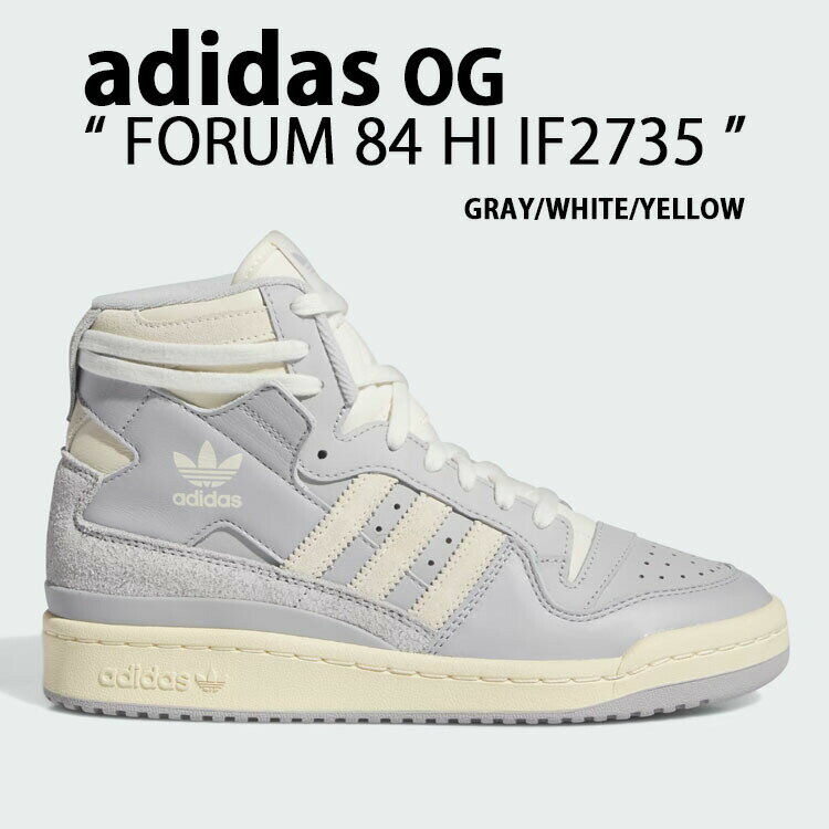 adidas Originals アディダス レディース スニーカー FORUM 84 HI IF2735 フォーラムハイ フォーラム84 GRAY WHITE YELLOW クラシック ハイカットシューズ レザー 本革 グレー ホワイト イエロー メンズ レディース【中古】未使用品