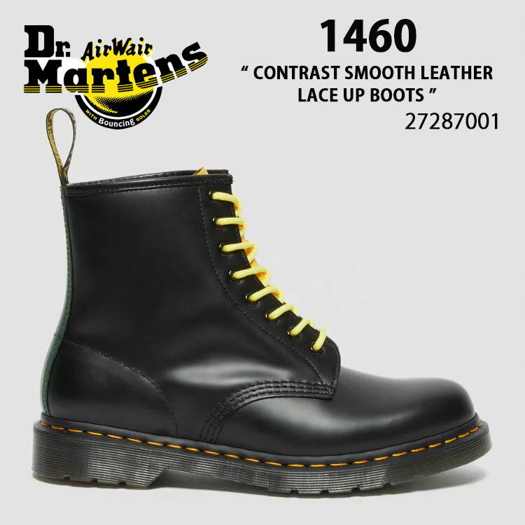 Dr.Martens ドクターマーチン 8ホールブーツ レザー 1460 CONTRAST SMOOTH LEATHER LACE UP BOOTS 27287001 BLACK SMOOTH コントラスト ブーツ ブラック スムース レースアップ シューズ レディース 女性用【中古】未使用品