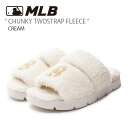 MLB エムエルビー ミュール MLB CHUNKY TWOSTRAP FLEECE CREAM チャンキー ツーストラップ フリース ボア シューズ スリッパ...