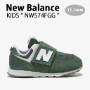 New Balance ニューバランス キッズ スニーカー NewBalance 574 GREEN キッズシューズ グリーン ベルクロ NW574FGG ベビー用 キッズ用 子供用【中古】未使用品