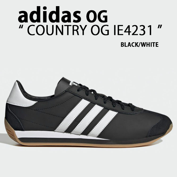 adidas originals アディダス スニーカー COUNTRY OG IE4231 カントリー オリジナル BLACK WHITE シューズ レザーアッパー 本革 ブラック ホワイト メンズ レディース【中古】未使用品