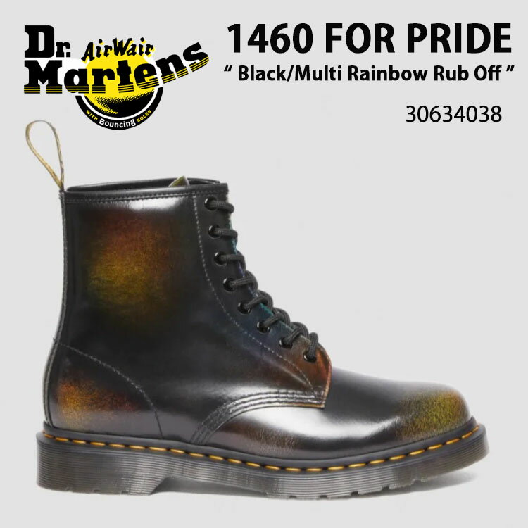 Dr.Martens ドクターマーチン 8ホールブーツ レザー 1460 FOR PRIDE BLACKxMULTI RAINBOW 30634038 プライド ブラック マルチ レインボー レースアップ シューズ レディース 女性用【中古】未使用品