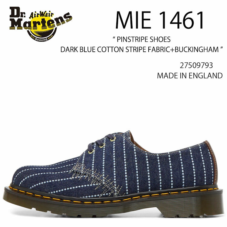 Dr.Martens ドクターマーチン レザーシューズ 1461 PINSTRIPE SHOES DARK BLUE COTTON STRIPE FABRIC BUCKINGHAM 27509793 MADE IN ENGLAND イングランド製 英国製 3EYE 3ホール シューズ ストライプ メンズ レディース 男性用 女性用 男女兼用【中古】未使用品