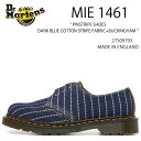 Dr.Martens ドクターマーチン レザーシューズ 1461 PINSTRIPE SHOES DARK BLUE COTTON STRIPE FABRIC+BUCKINGHAM 27509793 MADE IN ENGLAND イングランド製 英国製 3EYE 3ホール シューズ ストライプ メンズ レディース 男性用 女性用 男女兼用未使用品