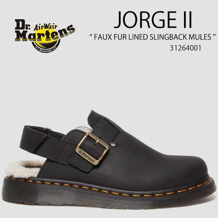 Dr.Martens ドクターマーチン サンダル ミュール ストラップサンダル JORGE II FAUX FUR LINED SLINGBACK MULES 31264001 BLACK Archive Pull Up ジョージ ストラップ レザーシューズ メンズ レディース 男性用 女性用【中古】未使用品