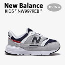 New Balance ニューバランス キッズ スニーカー NewBalance 997 GRAY キッズシューズ グレー ネイビー ベルクロ NW997REB ベビー用 キッズ用 子供用【中古】未使用品