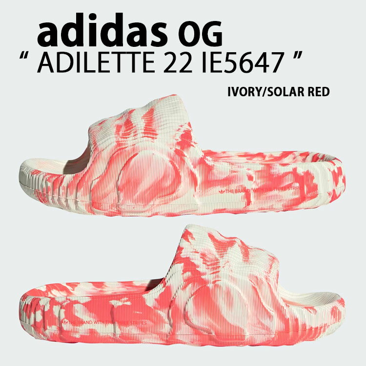 adidas originals アディダス サンダル ADILETTE 22 SLIDE SANDAL ピンク IVORY RED IE5647 アディレッタ スライドサンダル シャワーサンダル 一体型 アイボリー ソーラーレッド シューズ ポリゴン メンズ レディース【中古】未使用品