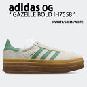 adidas originals アディダス レディース スニーカー 厚底 GAZELLE BOLD IH7558 ガゼル ボールド スエード OFF WHITE GREEN WHITE シューズ 厚底シューズ オフホワイト グリーン ホワイト【中古】未使用品