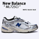New Balance ニューバランス スニーカー ML725CI WHITE BLACK BLUE シューズ NewBalance725 ホワイト ブラック ブルー ロゴ メッシュ メンズ レディース【中古】未使用品