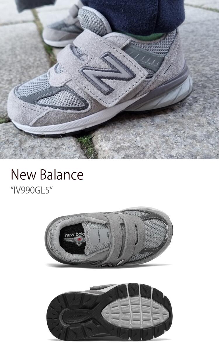 【ポイント2倍!スーパーSALE期間限定】New Balance ニューバランス キッズ スニーカー NewBalance 990 GRAY ベルクロ マジックテープ キッズシューズ グレー IV990GL5 ベビー用 キッズ用 子供用【中古】未使用品